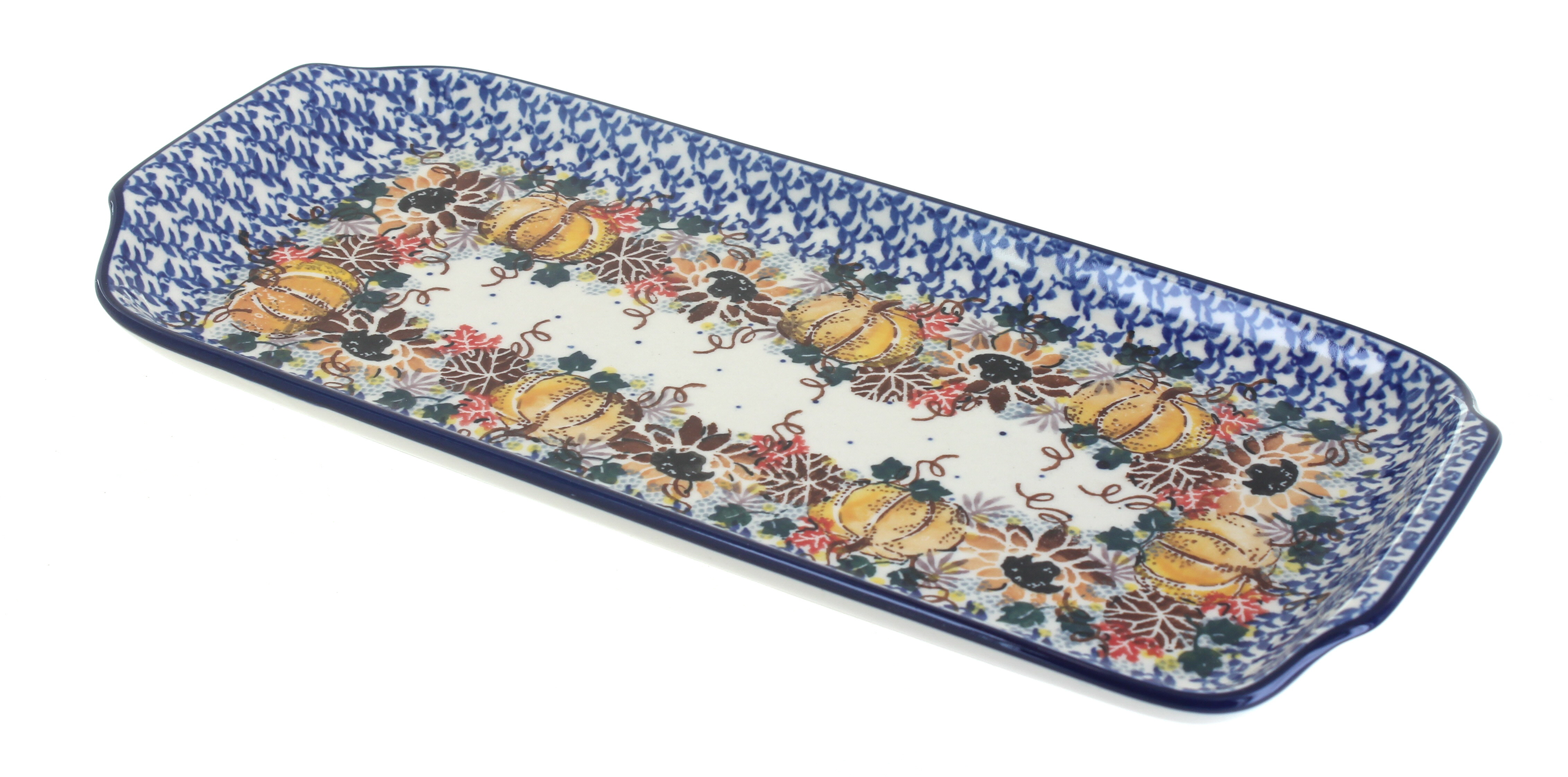 Blue Rose Polish Pottery Harvest Bounty Bread Tray