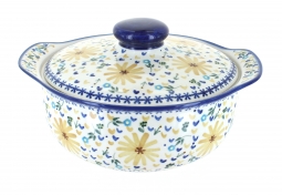 Yellow Daisy Round Covered Baker