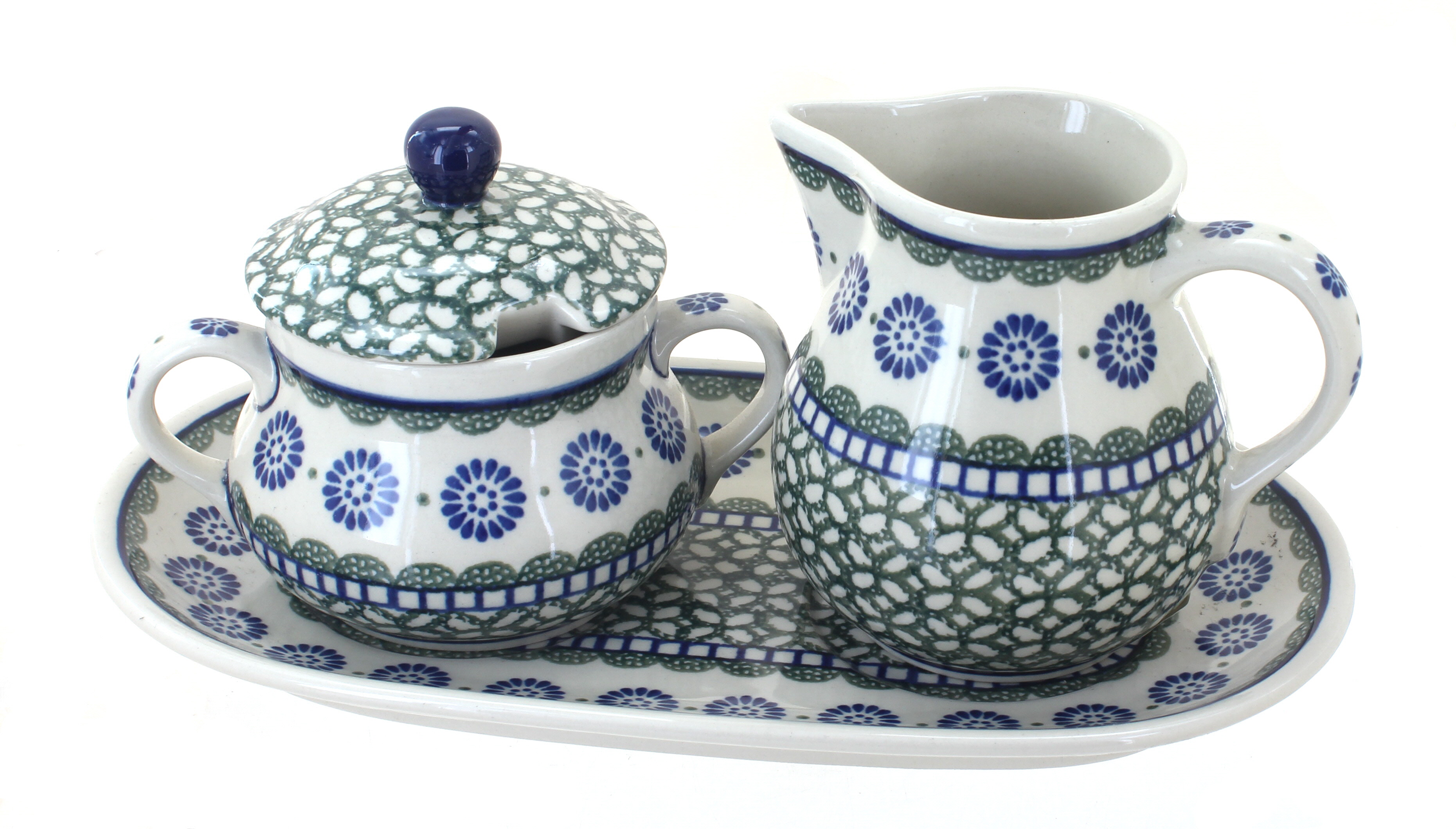 Sugar set. Синяя птица посуда из керамики Польша. Park Rose Pottery. Польская керамика купить в Рязани.