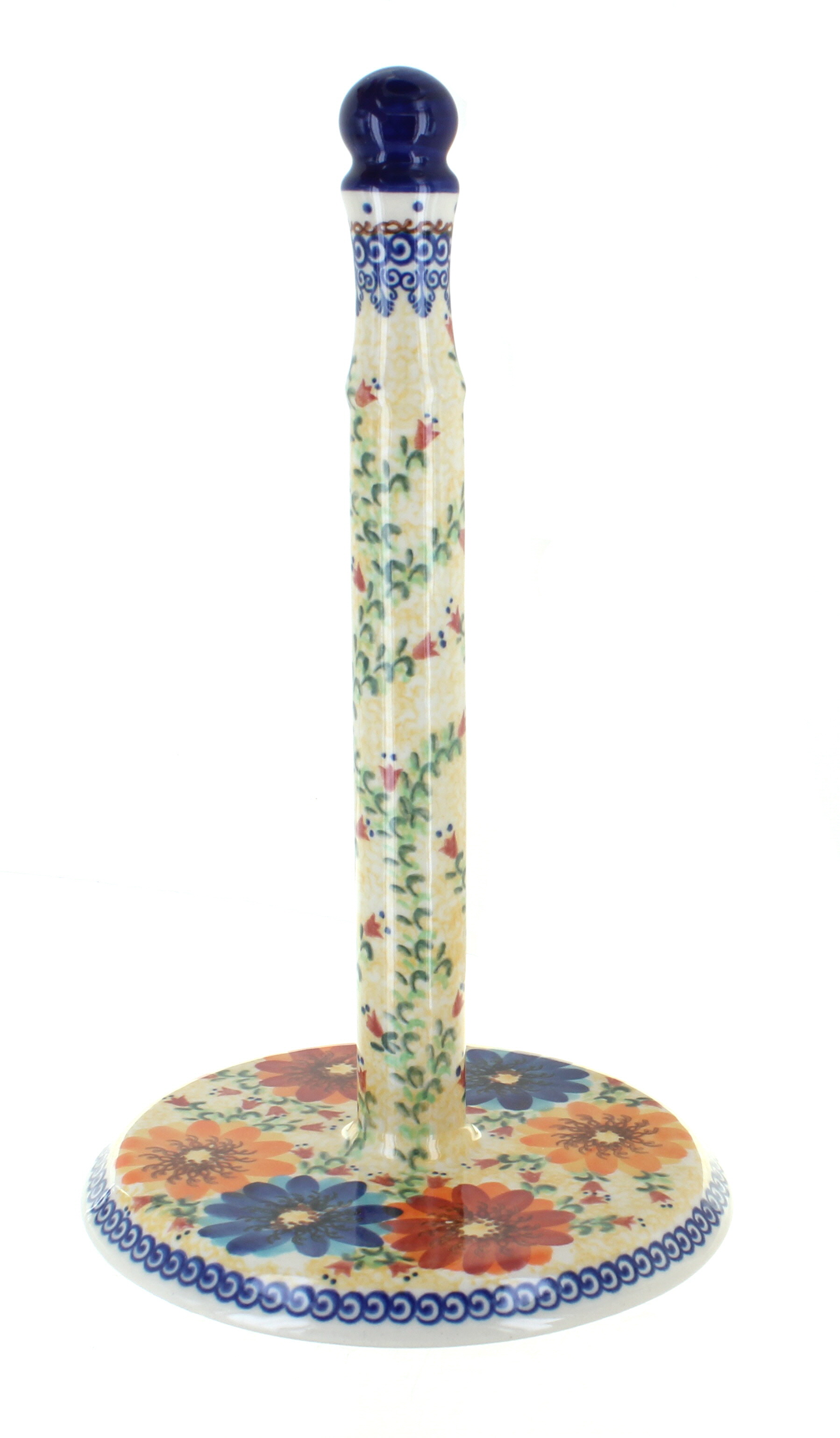Blue Rose Polish Pottery Autumn Burst Paper Towel Holder