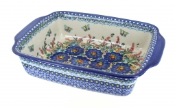 Garden of Blue Medium Rectangular Baker with Handles