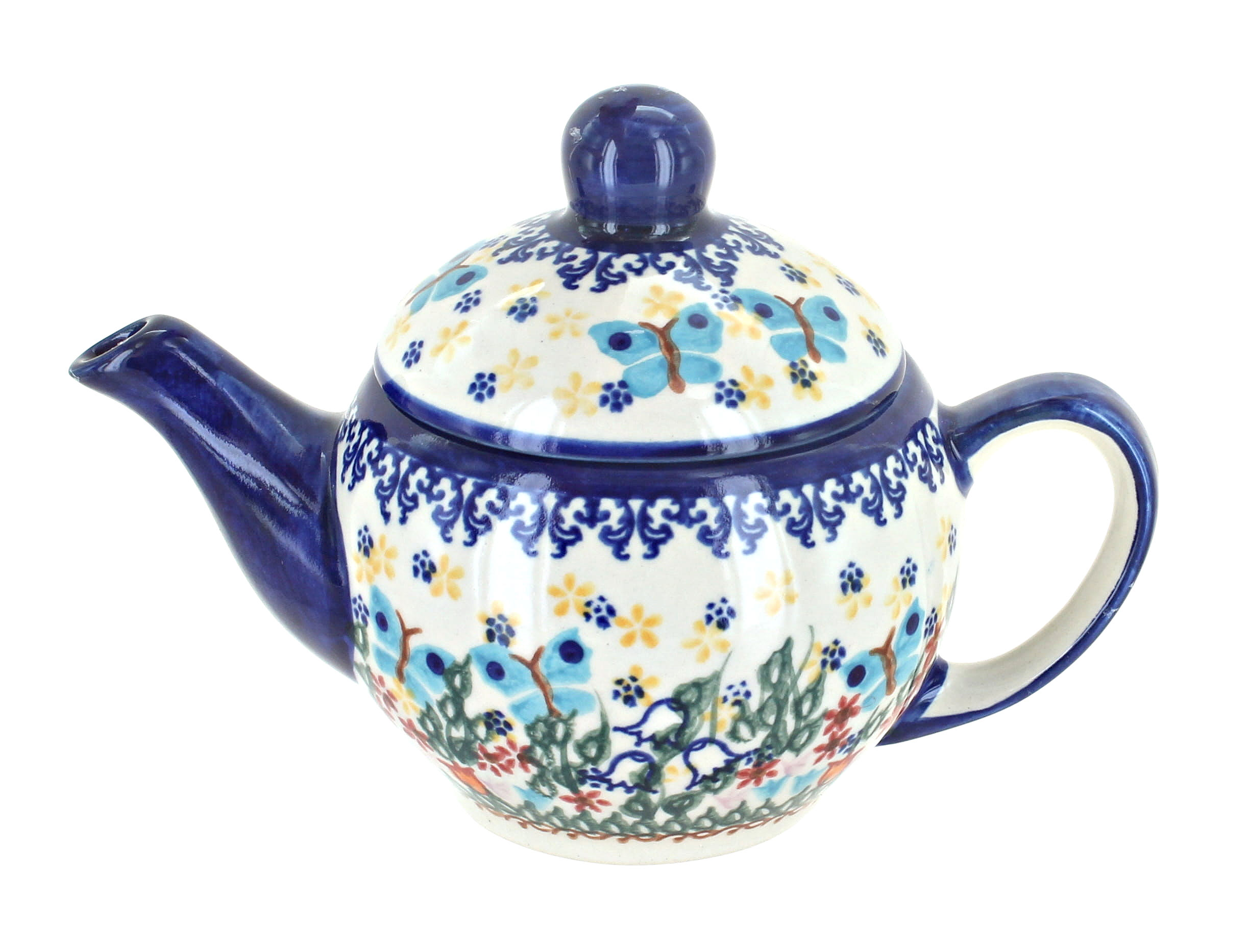 Blue Rose Polish Pottery Garden of Eden Individual Teapot