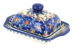 Blue Dahlia Square Butter Dish