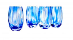 Cobalt and Opal Confetti Water Glass Set