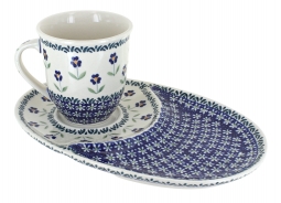 Blue Daisy Breakfast Plate with Breakfast Mug