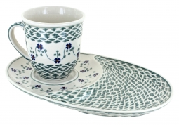 Sage Floral Breakfast Plate with Breakfast Mug