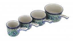 Polish Pottery UNIKAT 1/2 Cup Measuring Cup Solstice Bloom Pattern by Ceramika Artystyczna