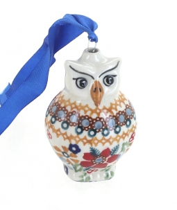 Red Daisy Owl Ornament