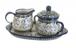 Periwinkle Sugar & Creamer with Tray