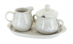 White Lace Sugar & Creamer with Tray