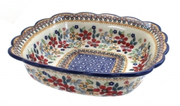 Red Daisy Small Square Serving Dish