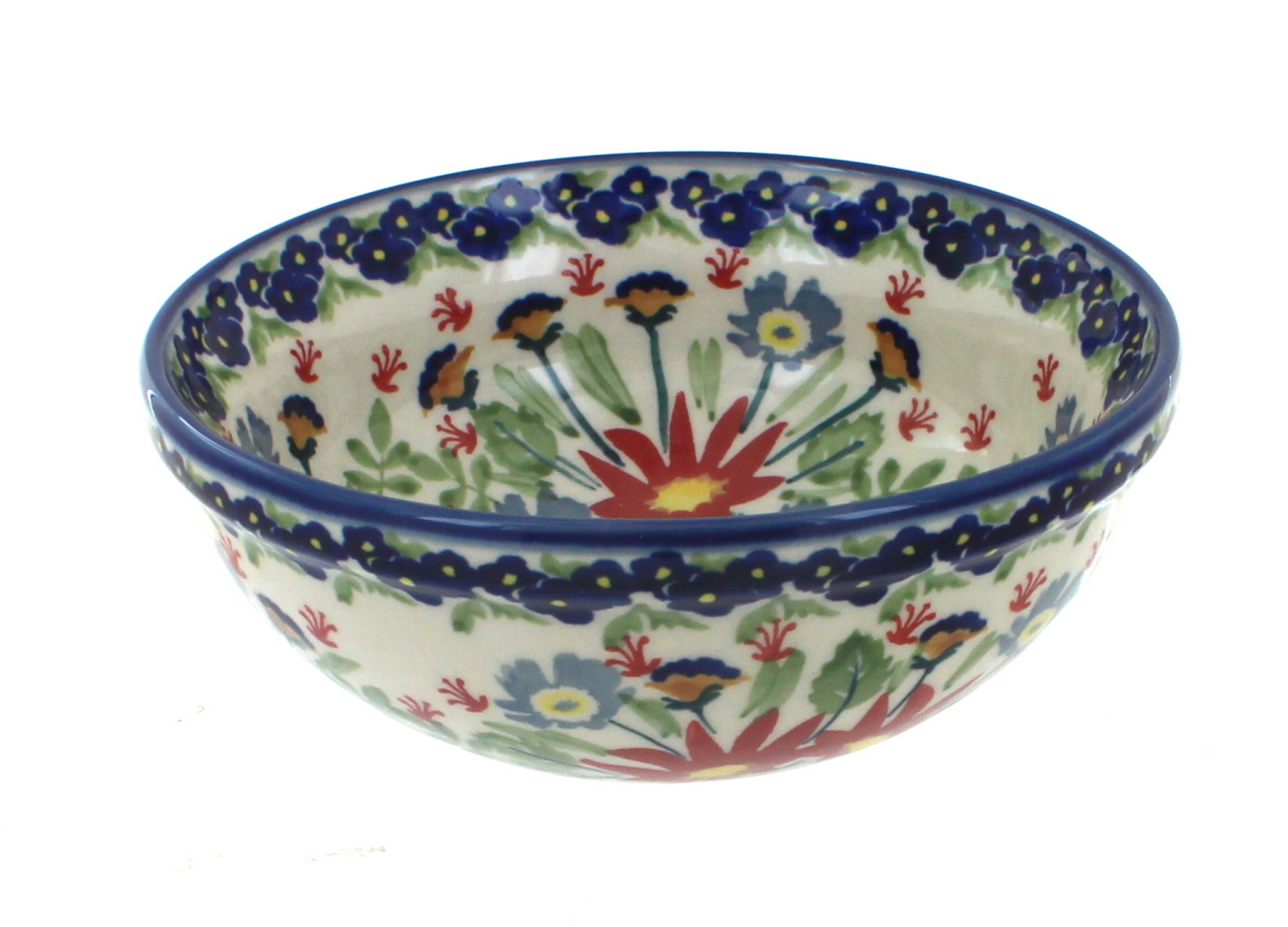 Blue Rose Polish Pottery Jungle Bouquet Dessert Bowl