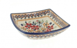Red Daisy Small Square Bowl