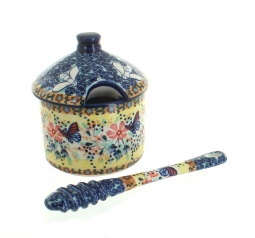 Blue Butterfly Honey Pot & Dipper