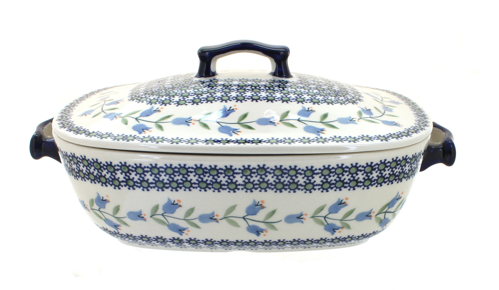Blue Rose Polish Pottery Tulip Roaster with Lid eBay