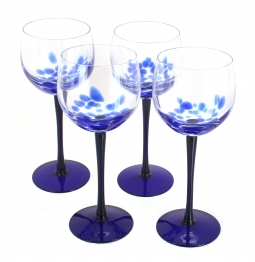Disney Frozen Wine Glass, Elsa, Hand Painted, Cobalt Blue 